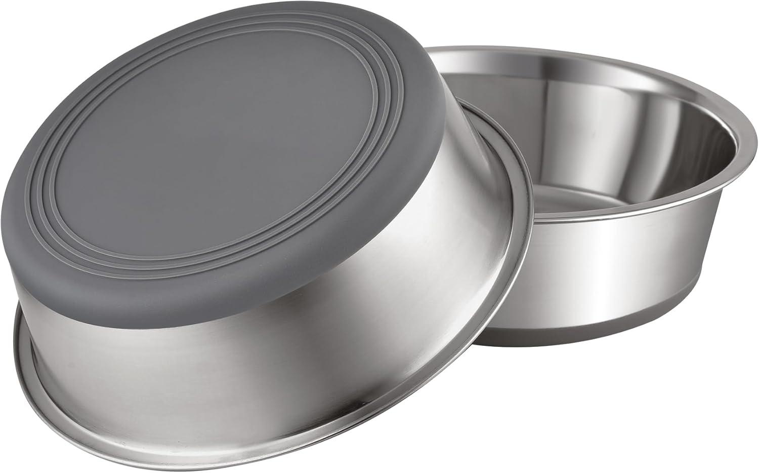 Stainless Steel Nonslip Cat Bowls with Rubber Bottom, 2-Pack