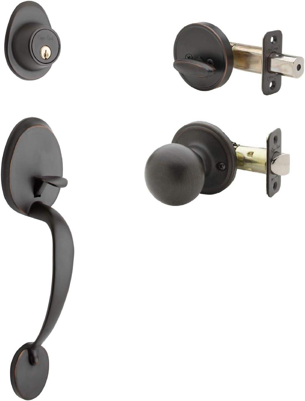 Copper Creek Handleset with Single Cylinder Deadbolt and Door Knob and Colonial Rosette