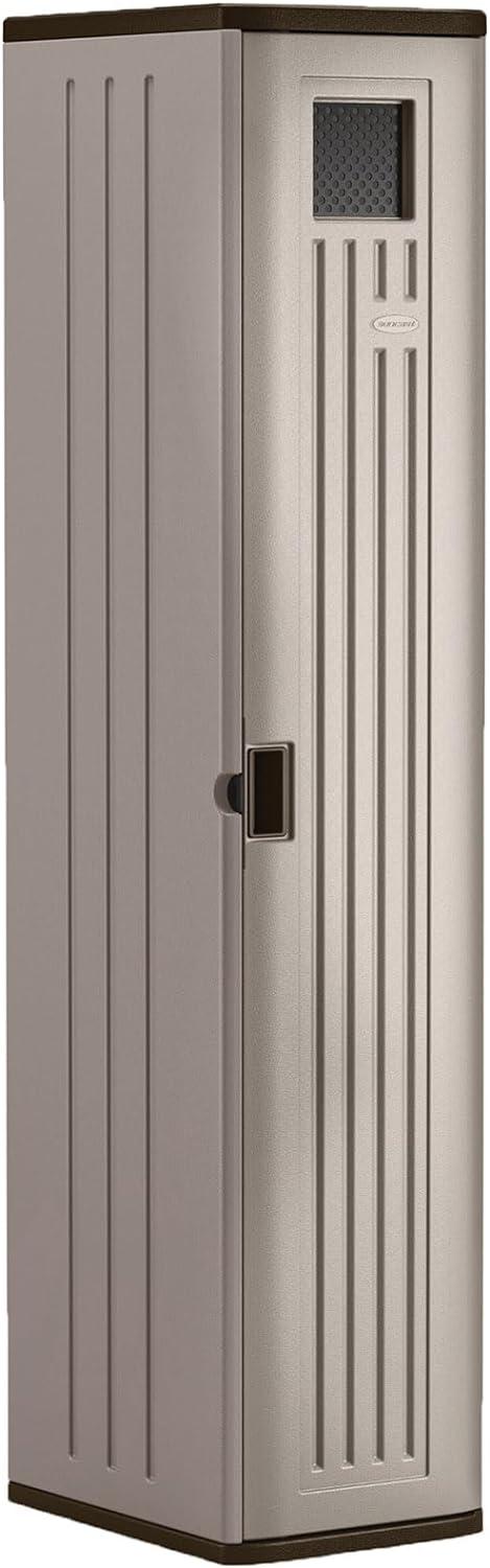 Suncast Tall Resin Storage Cabinet Locker 72" H x 15" W for Garage, Home, Shed, Platinum Metallic