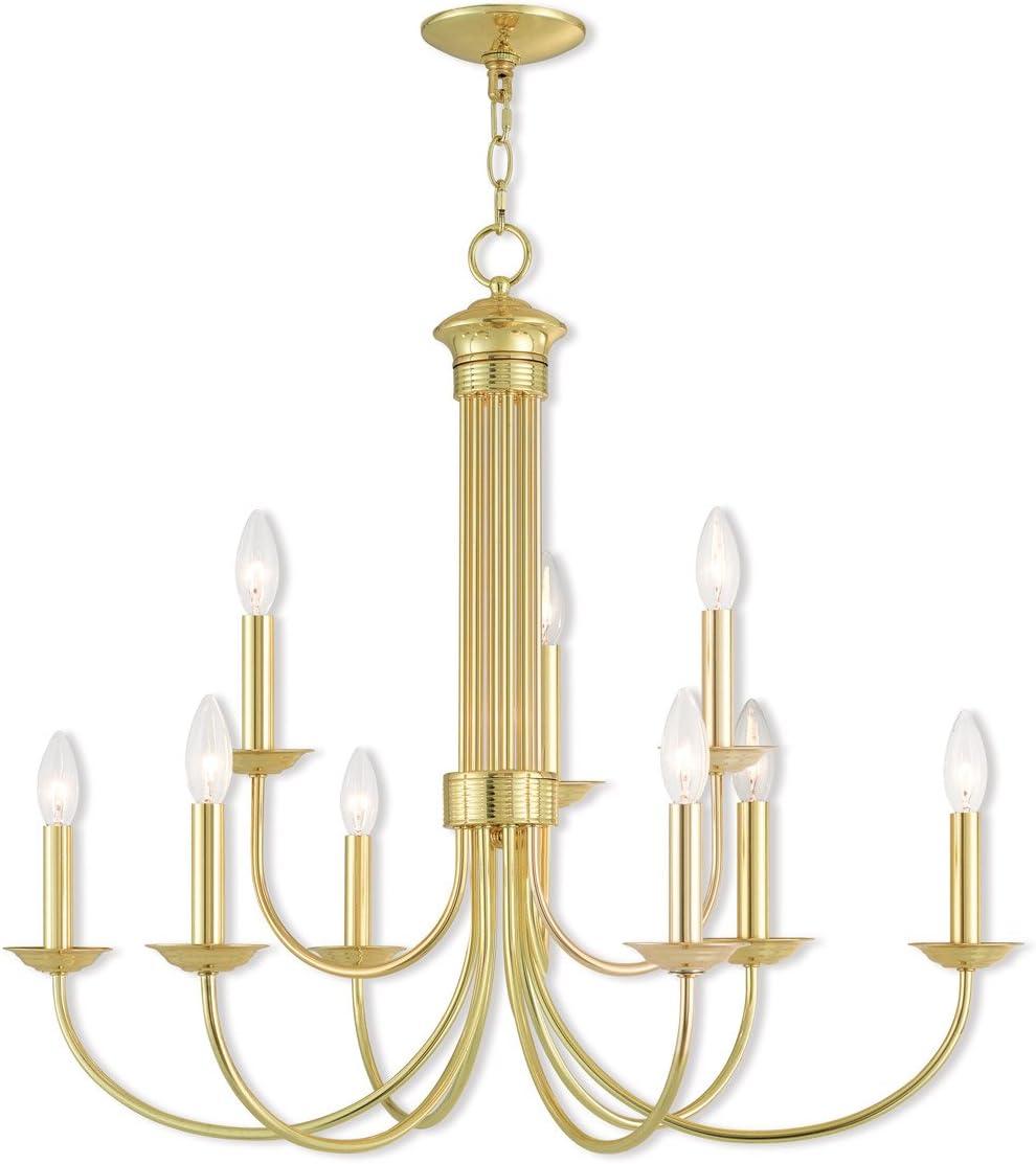 Livex Lighting Estate 9 - Light Chandelier in  Polished Brass