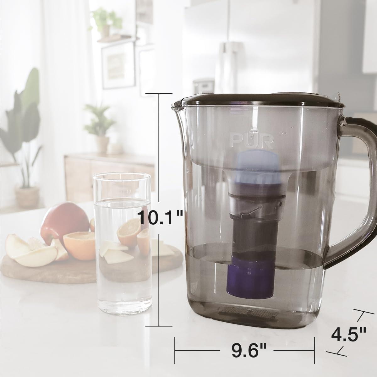 Smoke 7-Cup BPA-Free Water Filter Pitcher with 3-in-1 Filtration