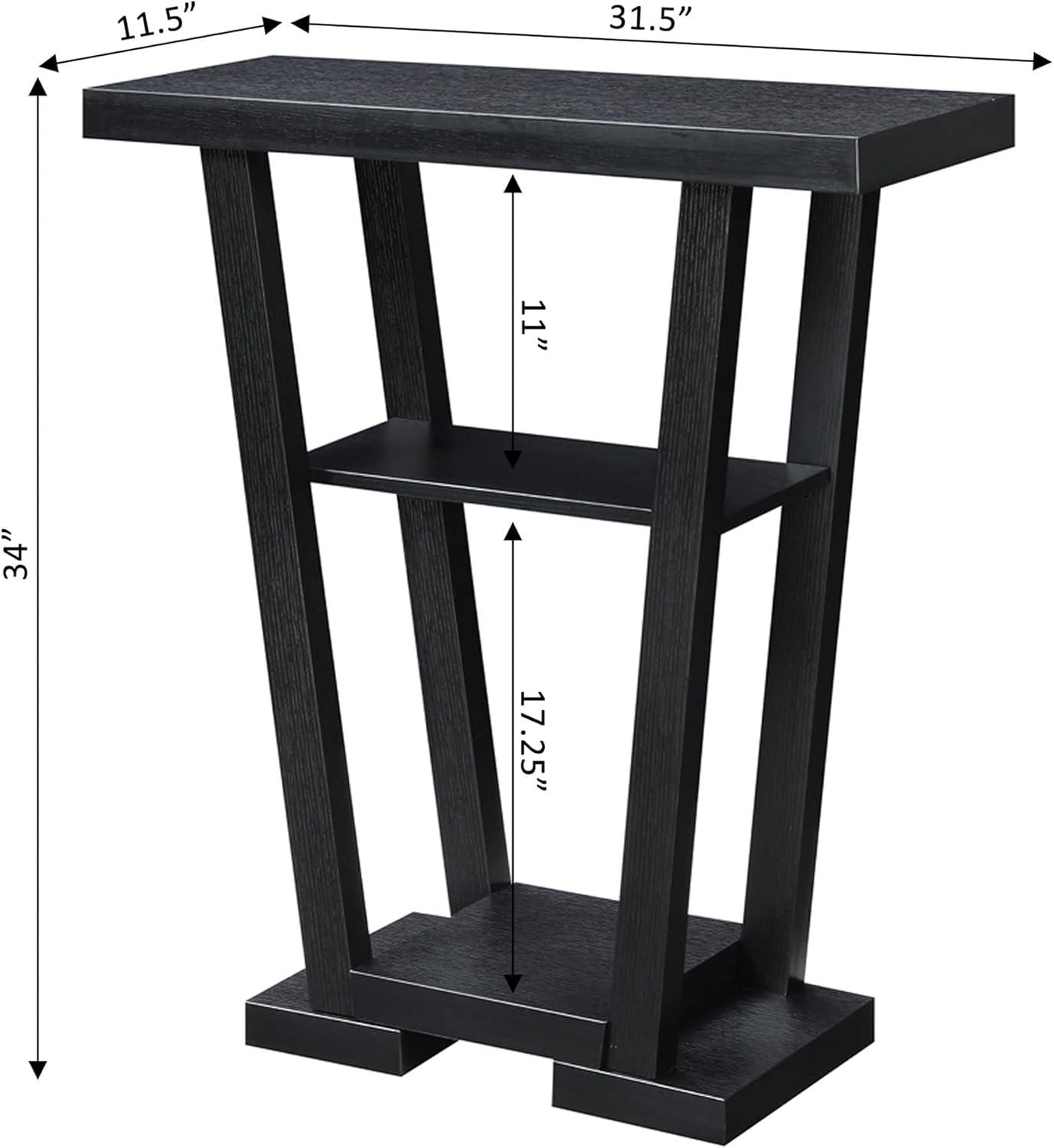 Convenience Concepts Newport V Console with Shelves, Black