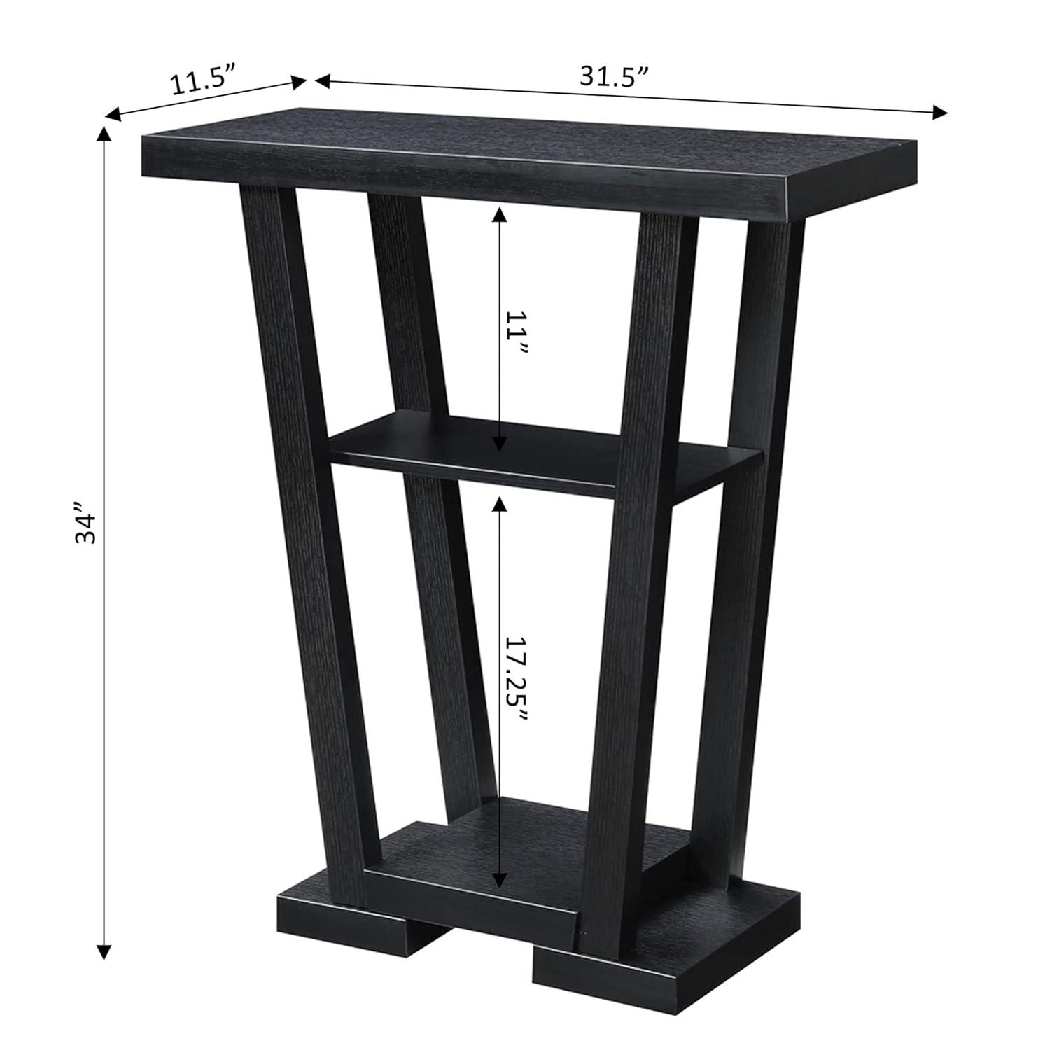 Convenience Concepts Newport V Console with Shelves, Black