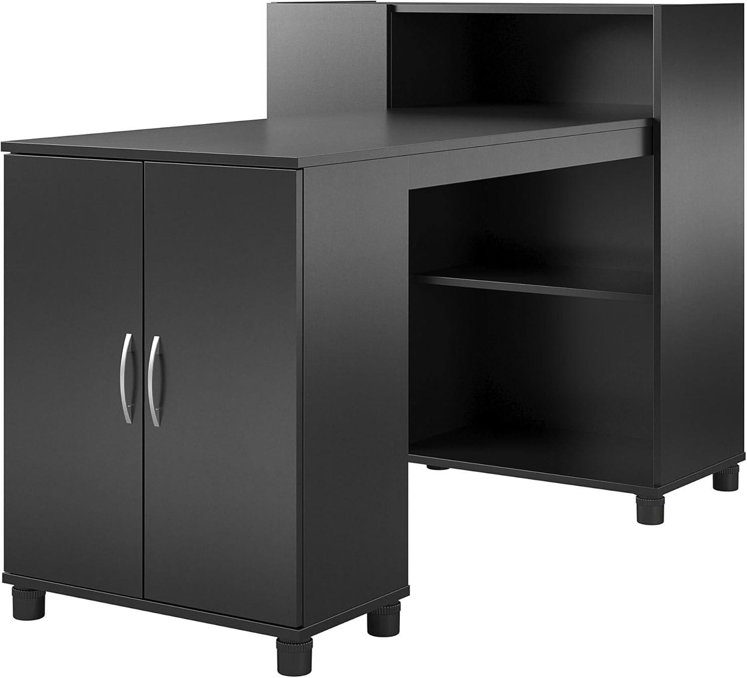 RealRooms Basin Hobby and Craft Desk with Storage, Black