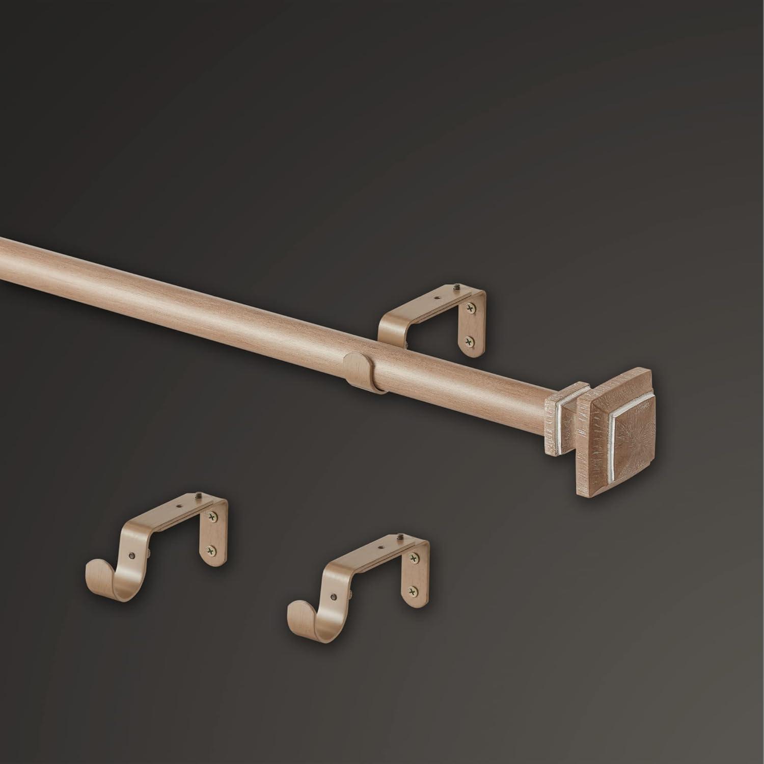 MODE Mode Farmhouse Collection 1 1/8 in Diameter Curtain Rod Set with Cottage Square Finials and Steel Wall Mounted Adjustable Rod