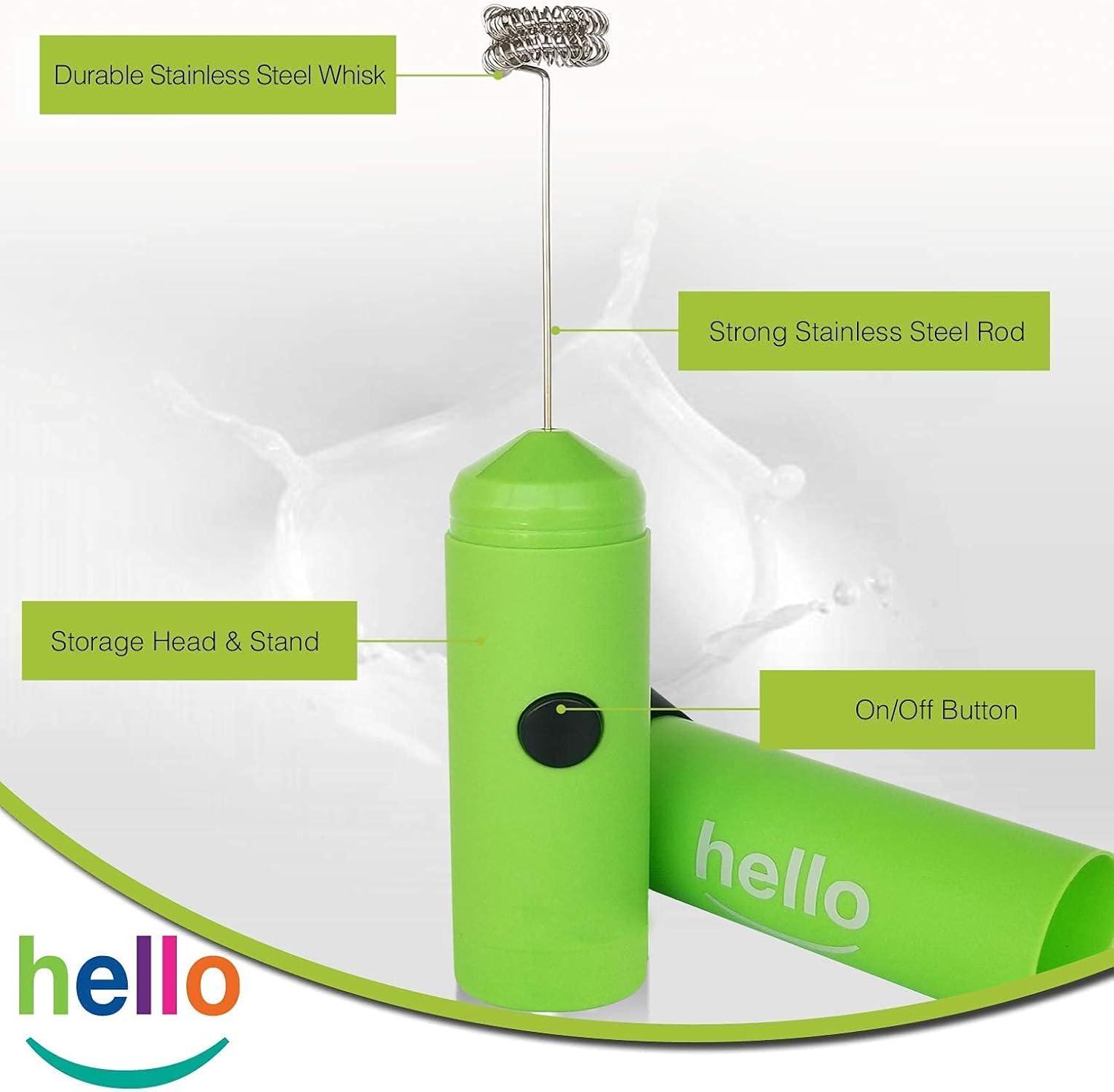 MatchaDNA Milk Frother Hello Double Whisk Head, Handheld Battery Operated Electric