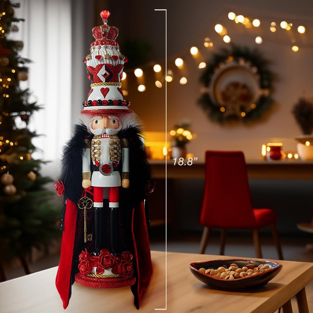 18.8-Inch Red and Black Hollywood King of Hearts Nutcracker