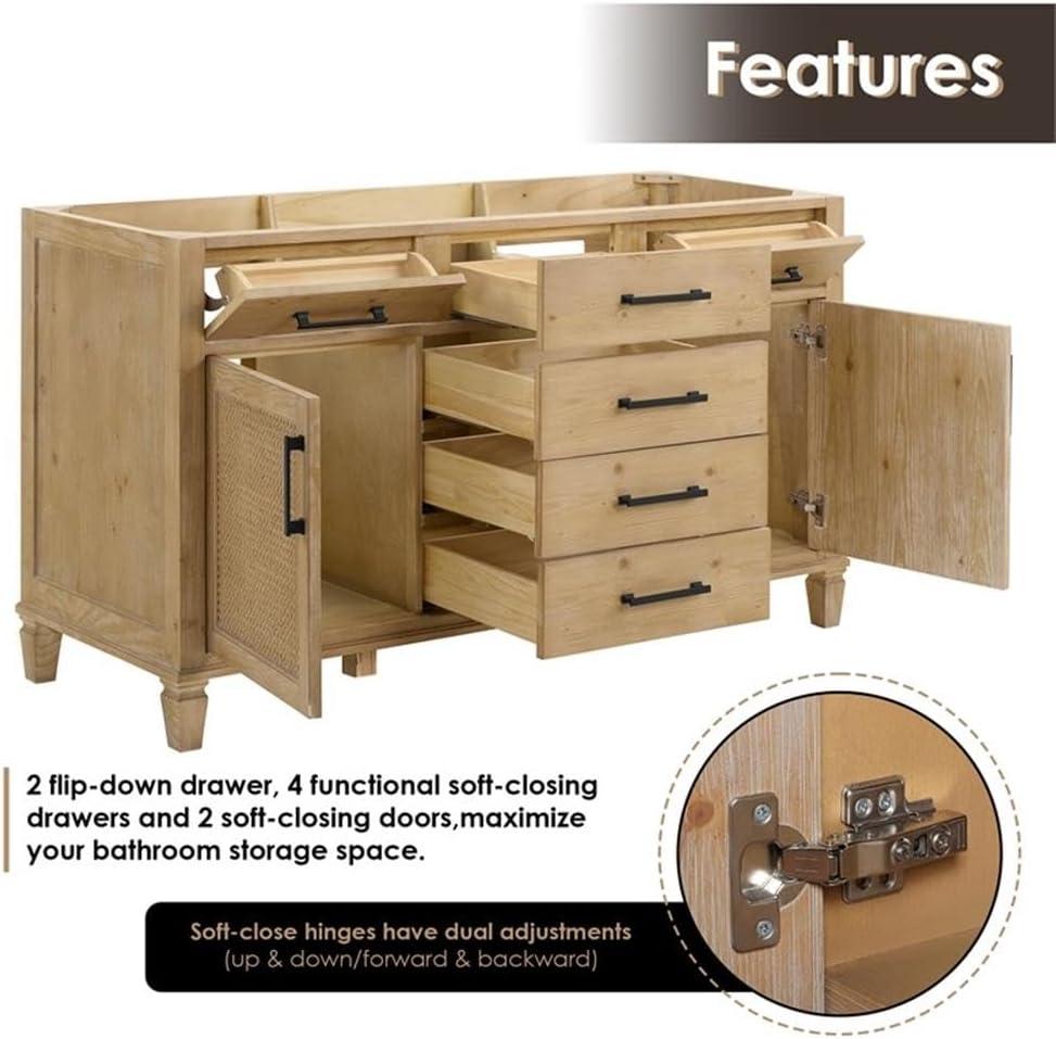 Altair Solana 59.2" Double Bathroom Vanity Base Only in Weathered Fir