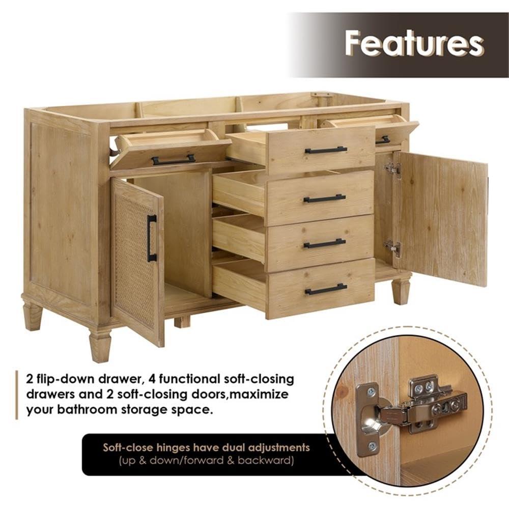 Altair Solana 59.2" Double Bathroom Vanity Base Only in Weathered Fir