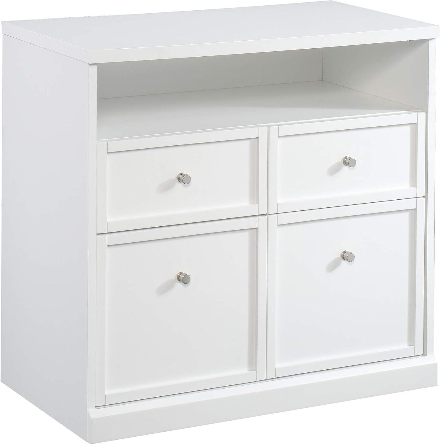 White 4-Drawer Office Storage Cabinet with Adjustable Shelving