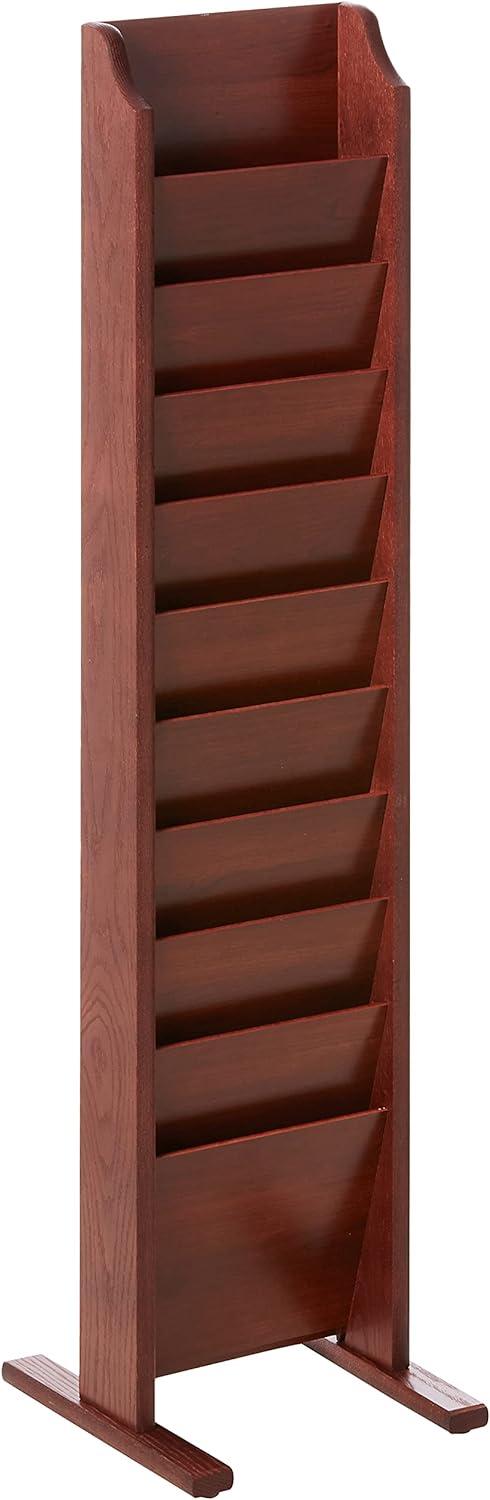 Wooden Mallet Free Standing 10 Pocket Magazine Rack in Mahogany