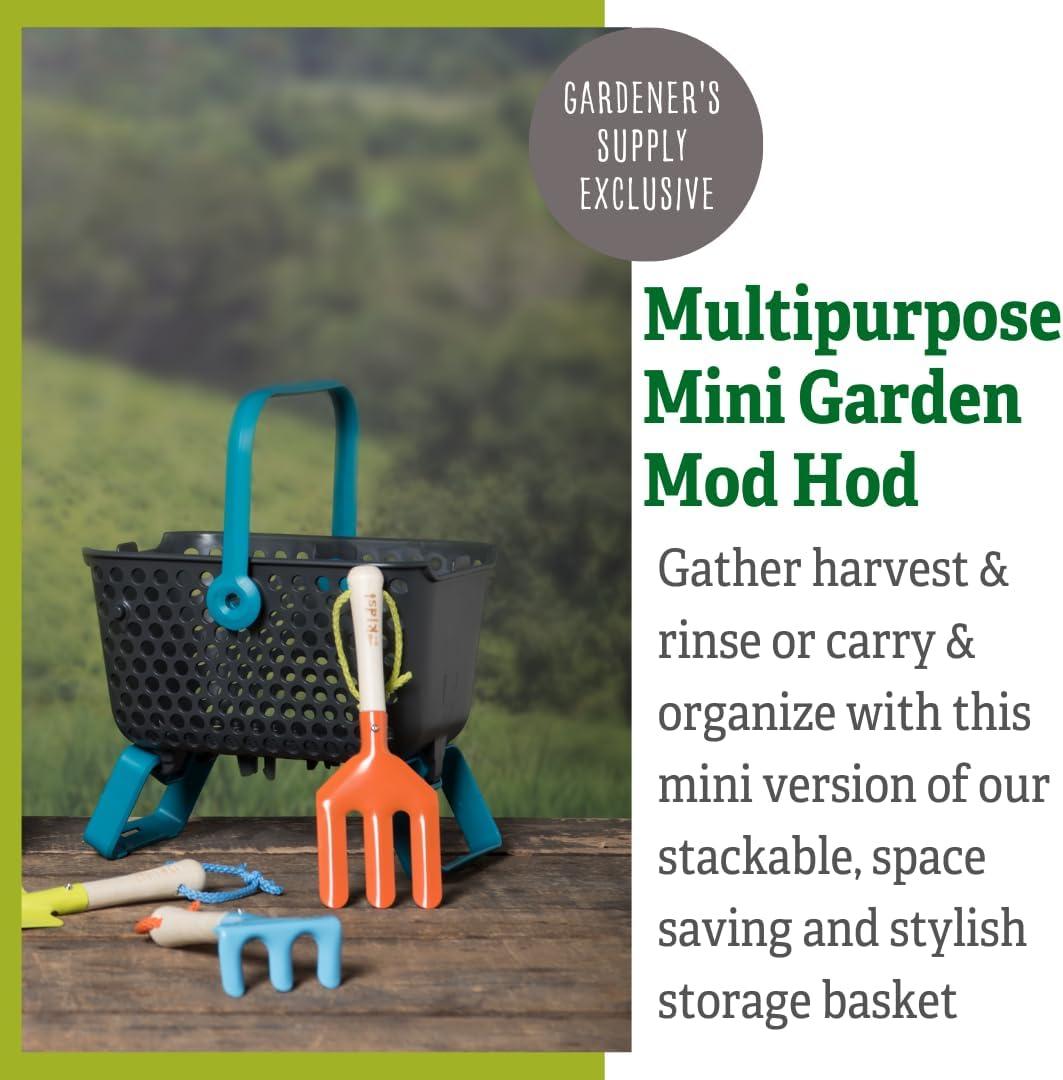 Gardener's Supply Company Multipurpose Mini Garden Basket | Mini Mod Hod For Collecting, Carrying, and Cleaning | Folding Legs and Handle | 9.5"L X 7"
