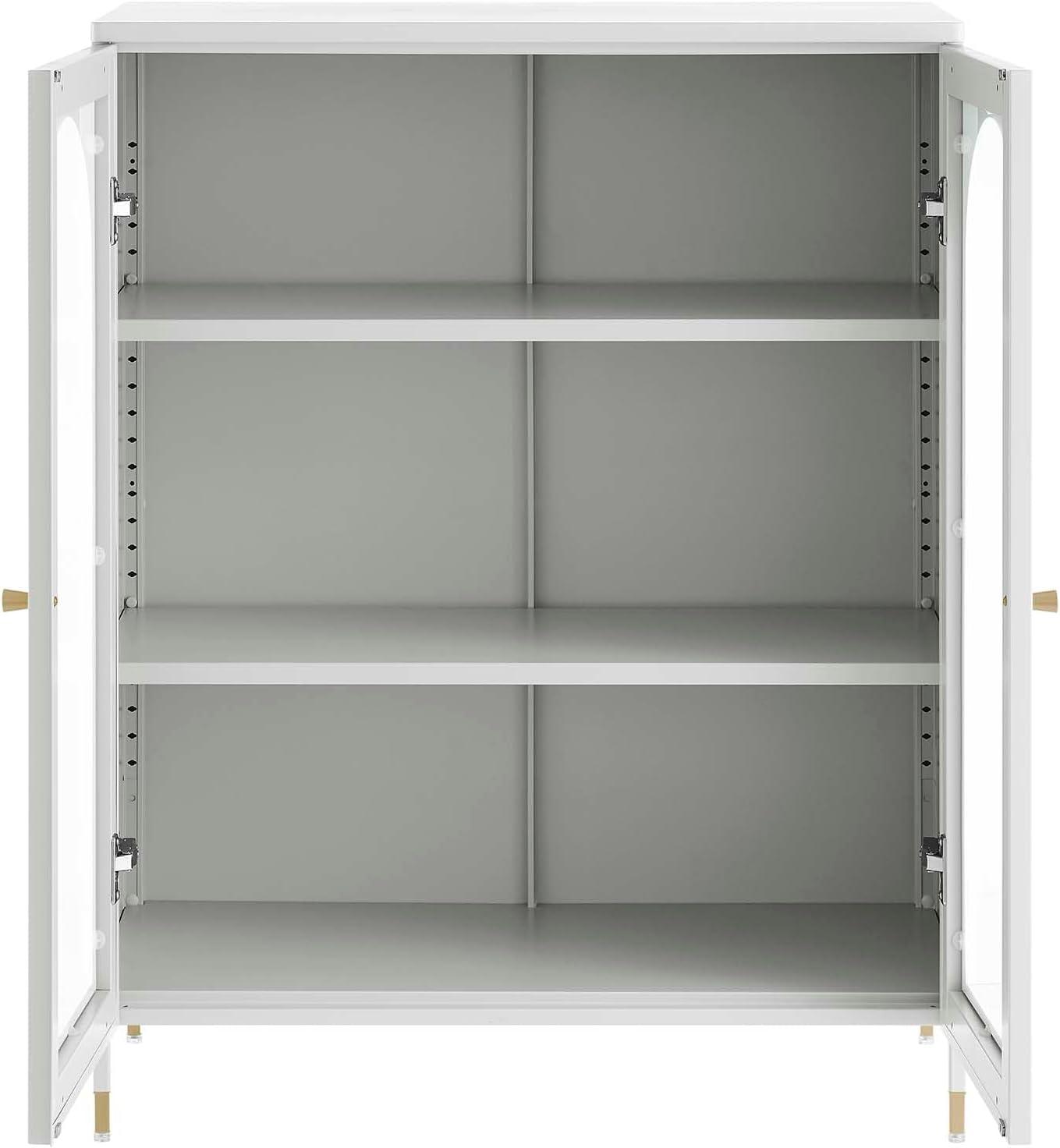 Light Gray Powder-Coated Steel Office Cabinet with Adjustable Shelves