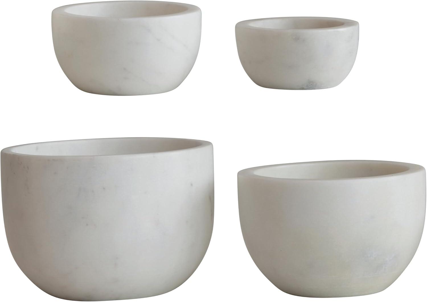 Creative Co-Op White Marble Bowls (Set of 4)