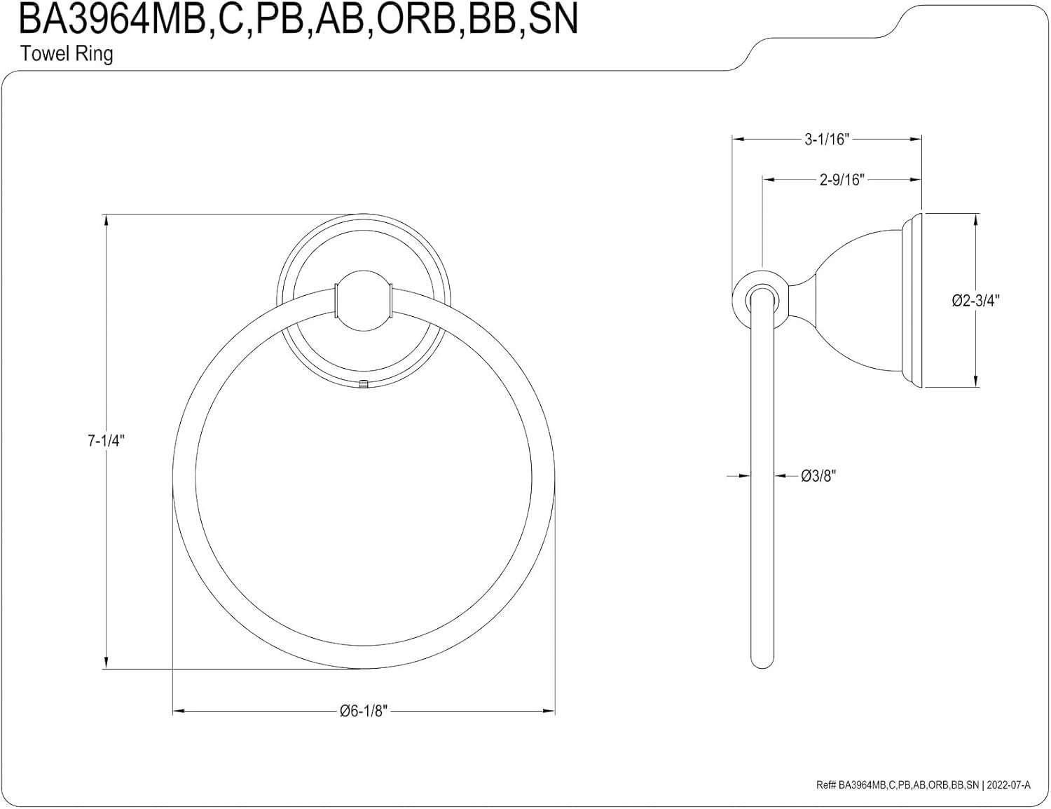 Polished Brass Wall Mounted Towel Ring