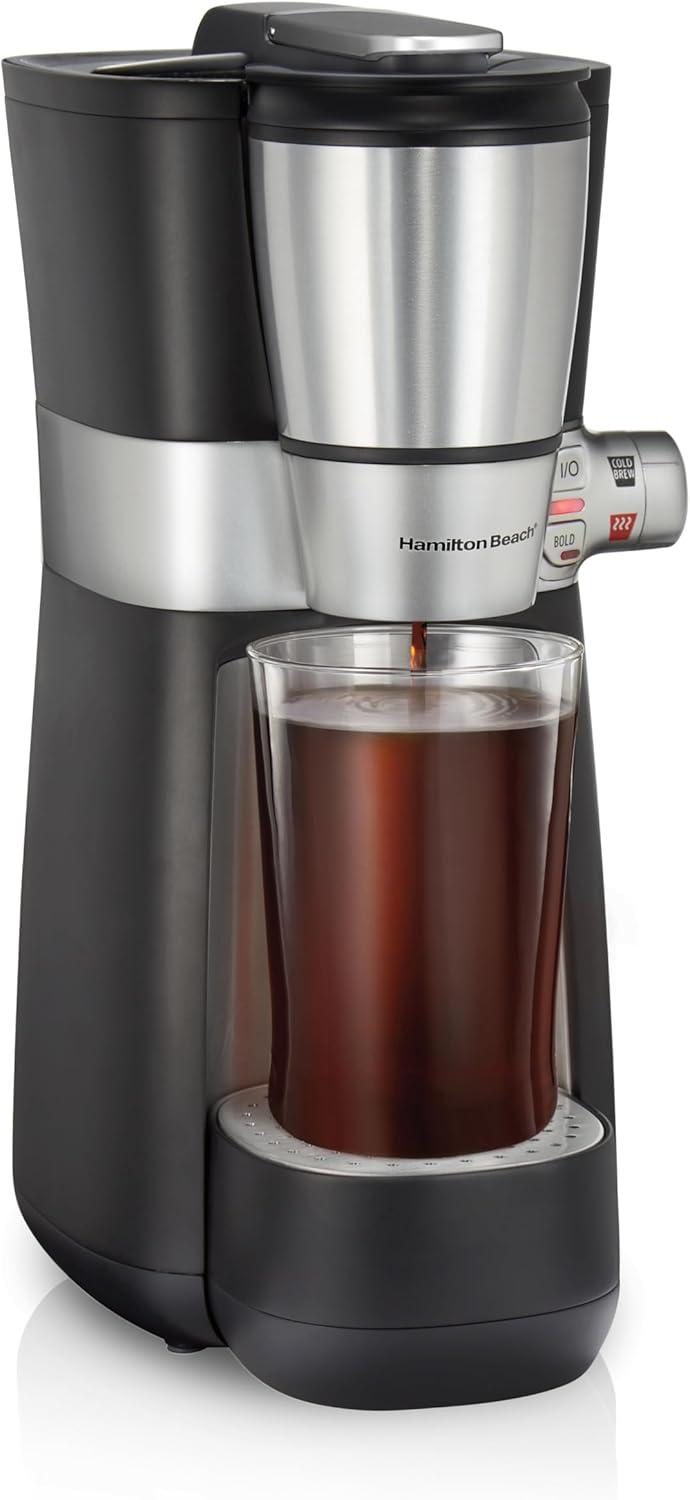 Hamilton Beach Convenient Craft Rapid Cold Brew & Hot Coffee Maker, Single Serve Ground Coffee Brewer, 16 oz. capacity, Black, 42501