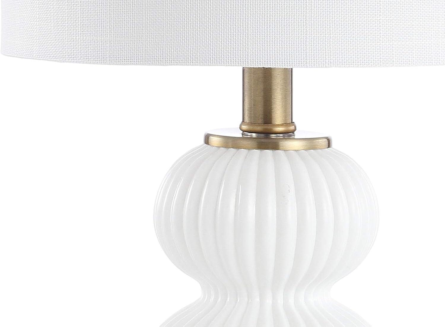 Daphne 20" White and Brass Ribbed Metal Table Lamp