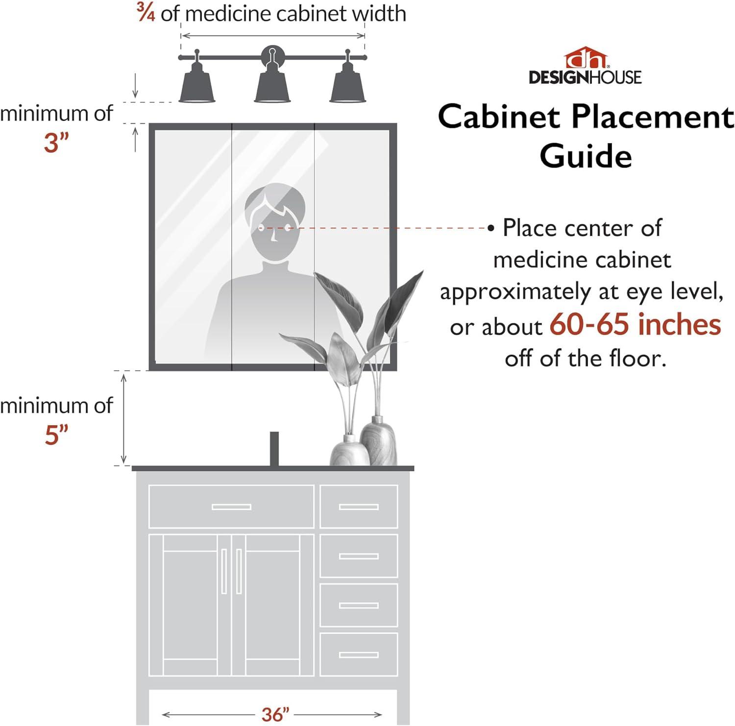 30 Inch Claremont Bathroom Medicine Cabinet, Wall Mounted, Mirror, Oak – Design House, 545301-HOK