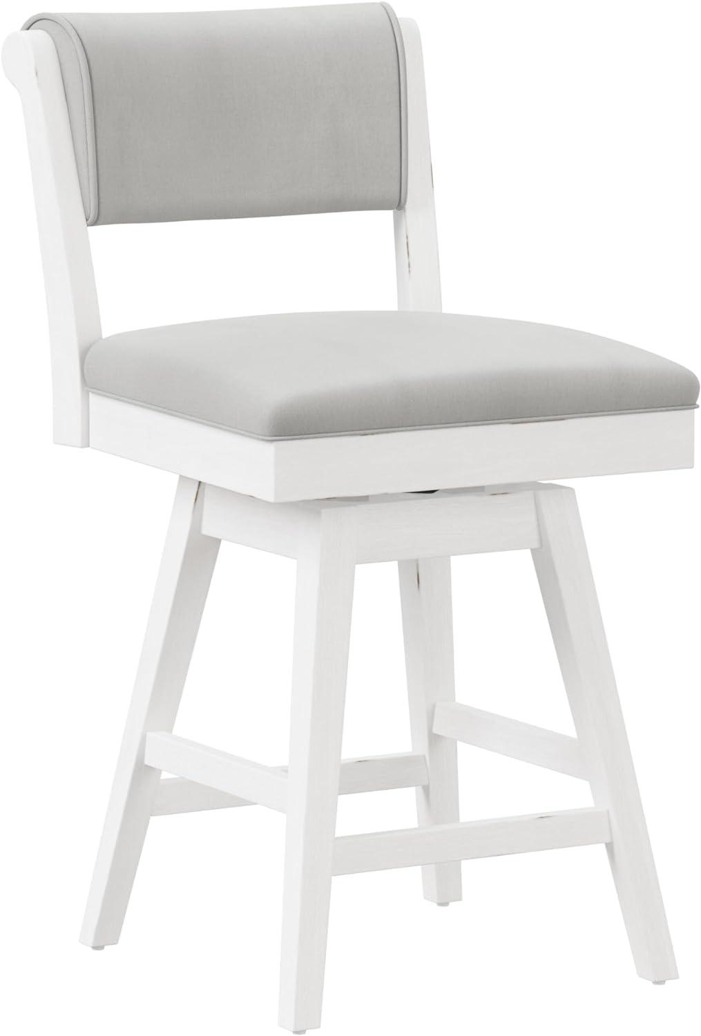 Clarion White Wood and Upholstered Swivel Counter Stool