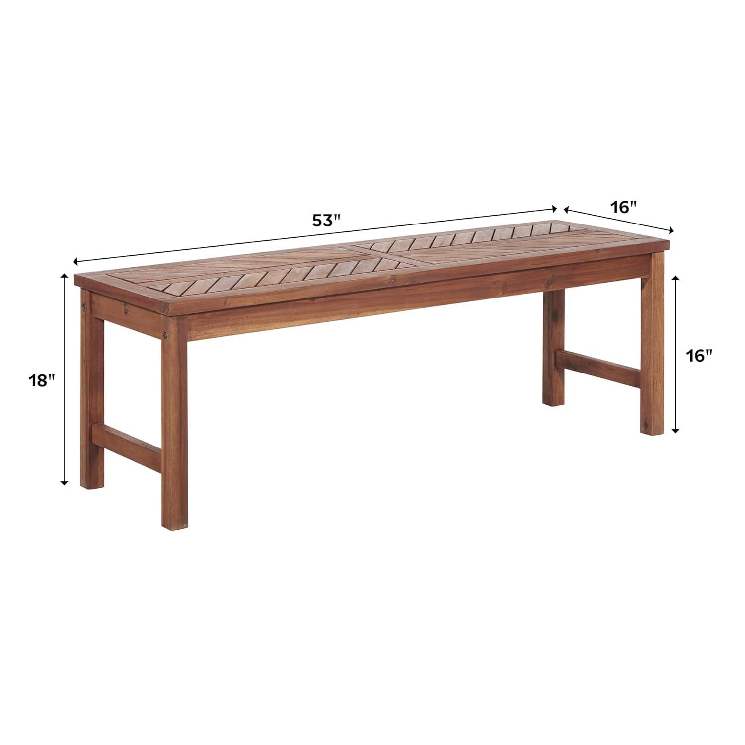 53" Modern Outdoor Wood Patio Dining Bench - Dark Brown