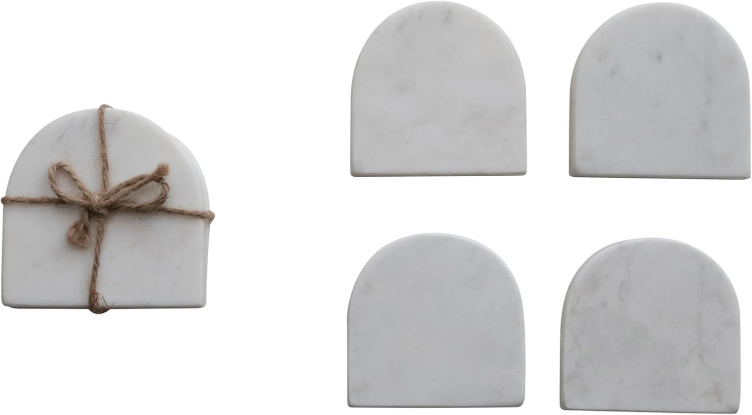 Bloomingville Modern Arched Marble Coasters, Set of 4, White