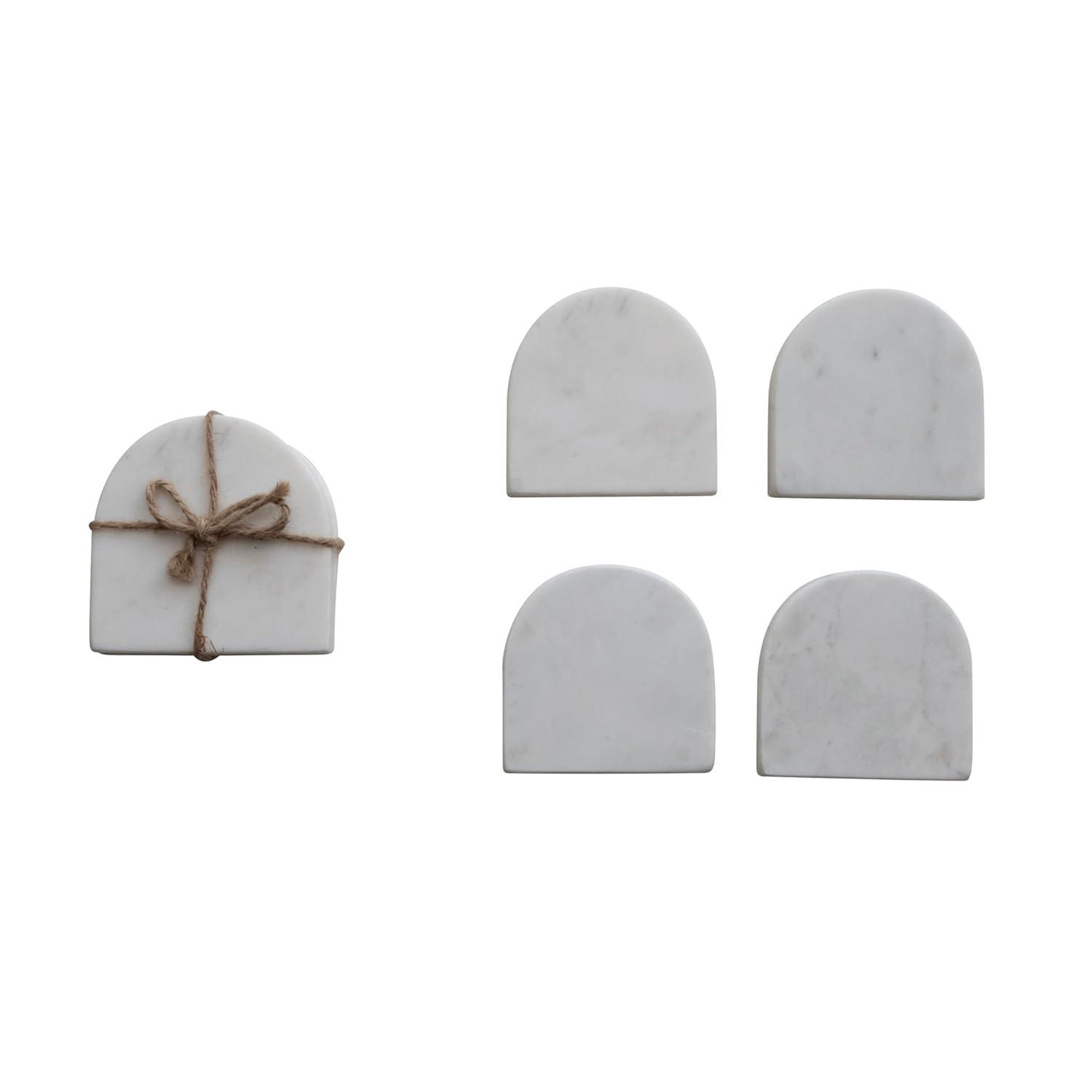 Bloomingville Modern Arched Marble Coasters, Set of 4, White