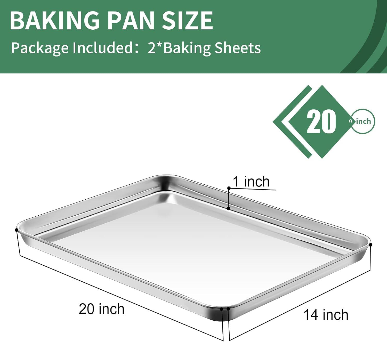 20x14 Inch Stainless Steel Non-stick Cookie Sheets Set of 2