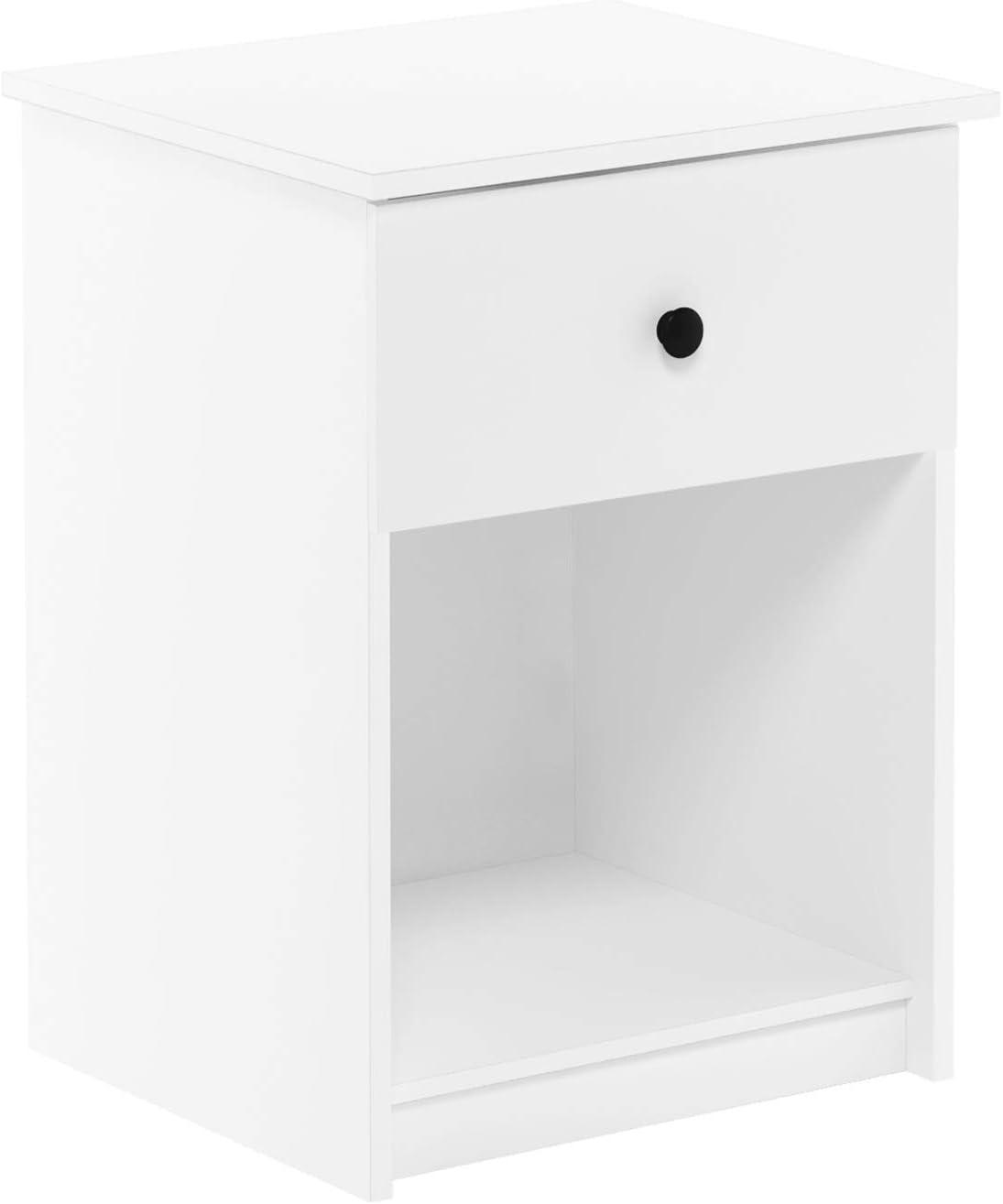 Lucca Contemporary White Nightstand with Storage Drawer