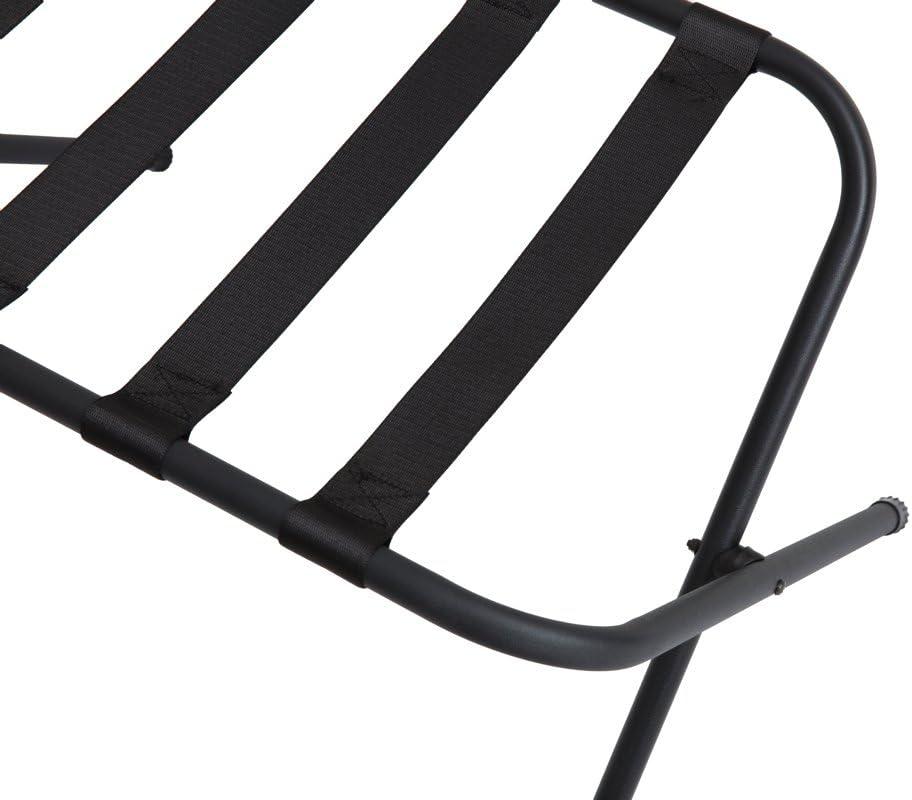 Black Metal Folding Luggage Rack with Nylon Straps