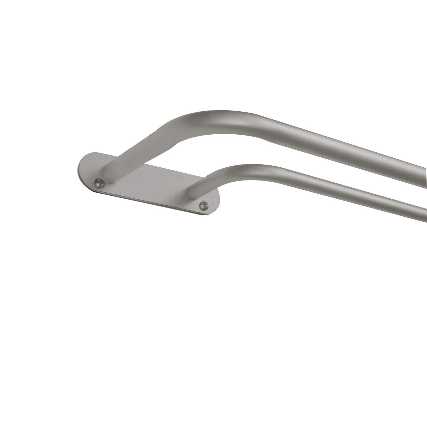 EXCLUSIVE HOME Fetter Wrap Around Double Curtain Rod, Matte Silver, 52"-72"