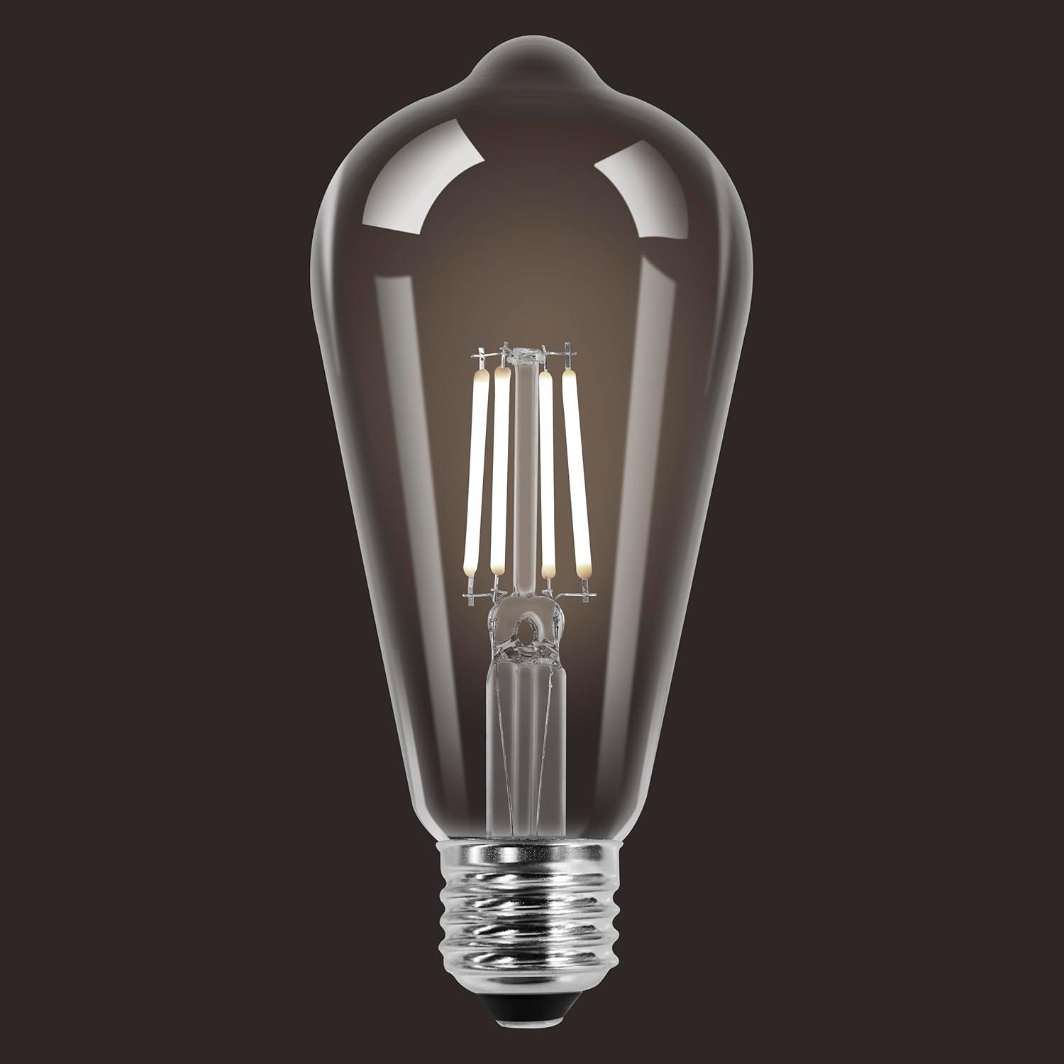 Clear LED White Filament Dimmable Bulb, 60W, Medium Base
