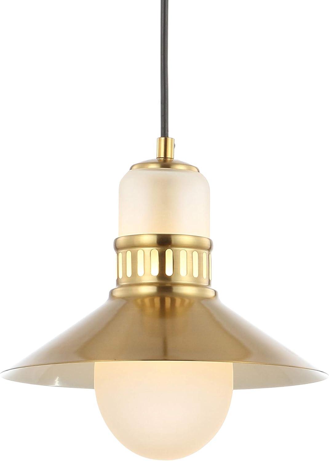 JONATHAN Y Colin Adjustable Iron/Glass Retro Hurricane LED Pendant