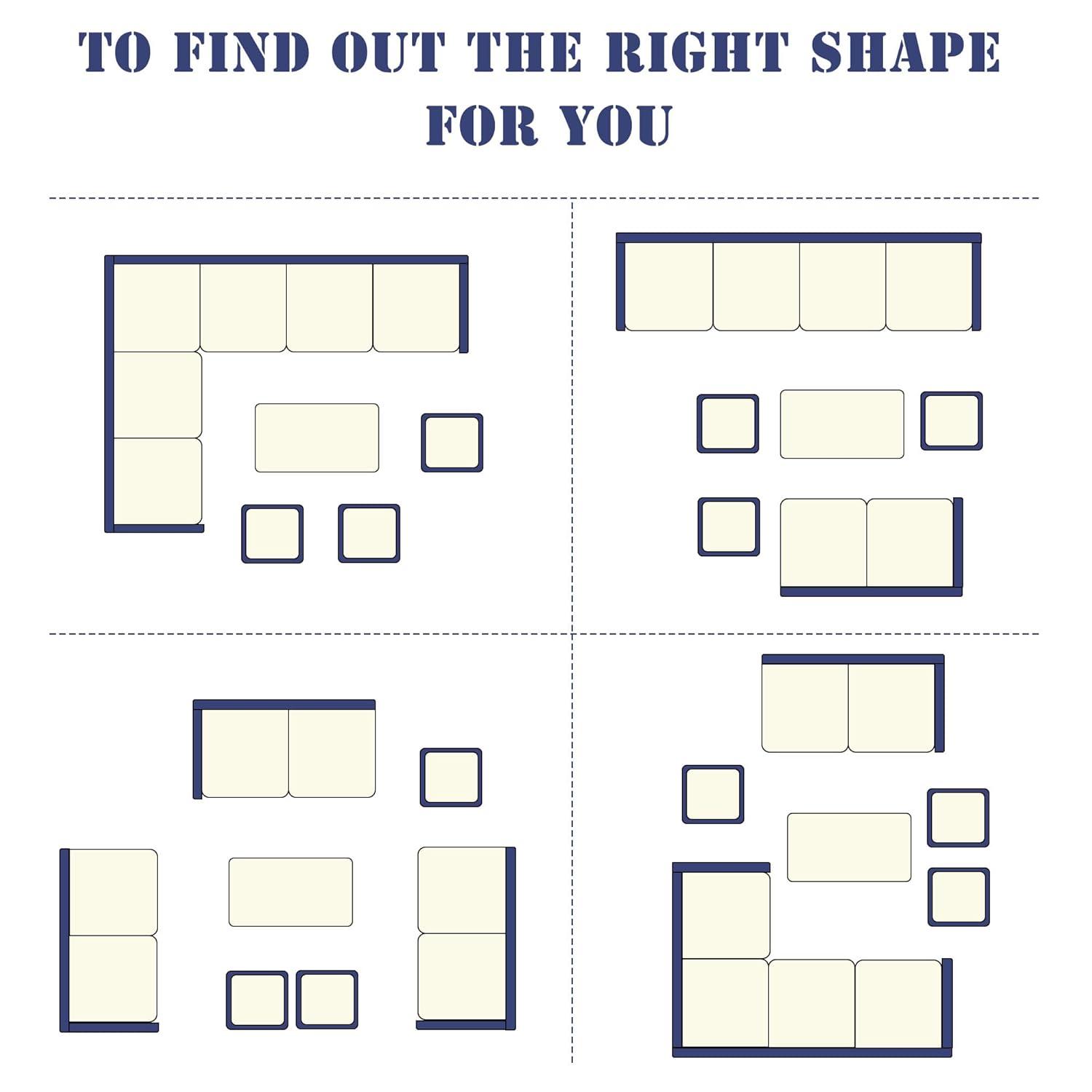 CozyHom 7 Pcs Outdoor Patio Sectional Dining Table Furniture Sofa Sets All Weather PE Wicker Rattan Conversation Set With Ottoman and Cushions, Gray
