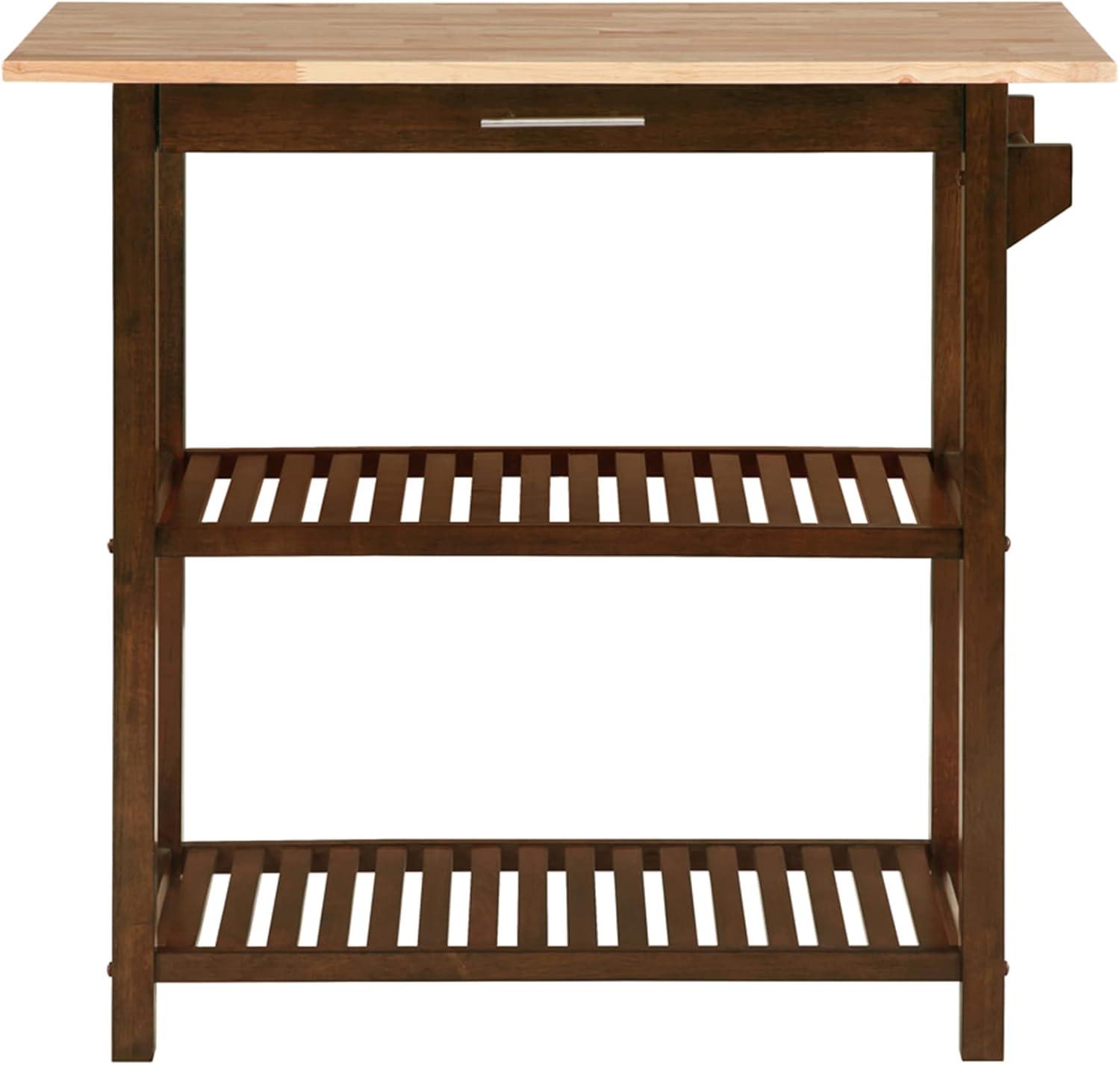 Convenience Concepts Designs2Go 3 Tier Butcher Block Kitchen Prep Island with Drawer, Espresso/Butcher Block