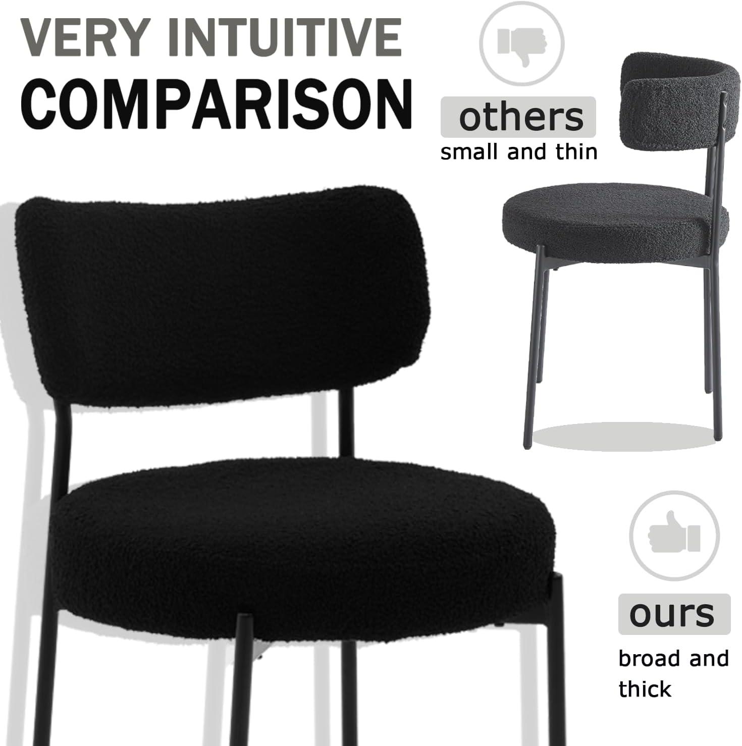 XINMICS White Dining Chairs Boucle Dining Room Chair Set of 2