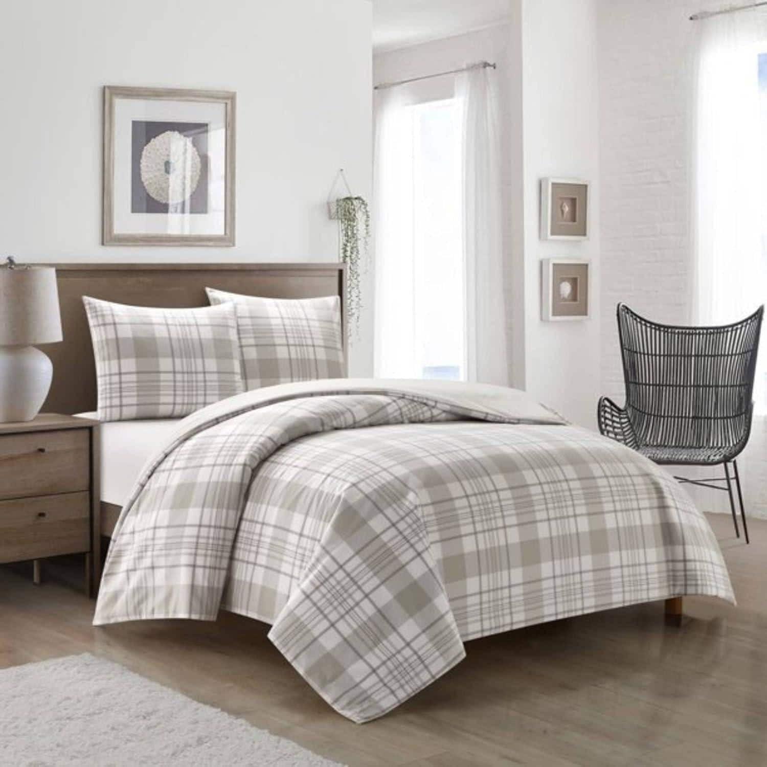Cotton Flannel Plaid Comforter Set