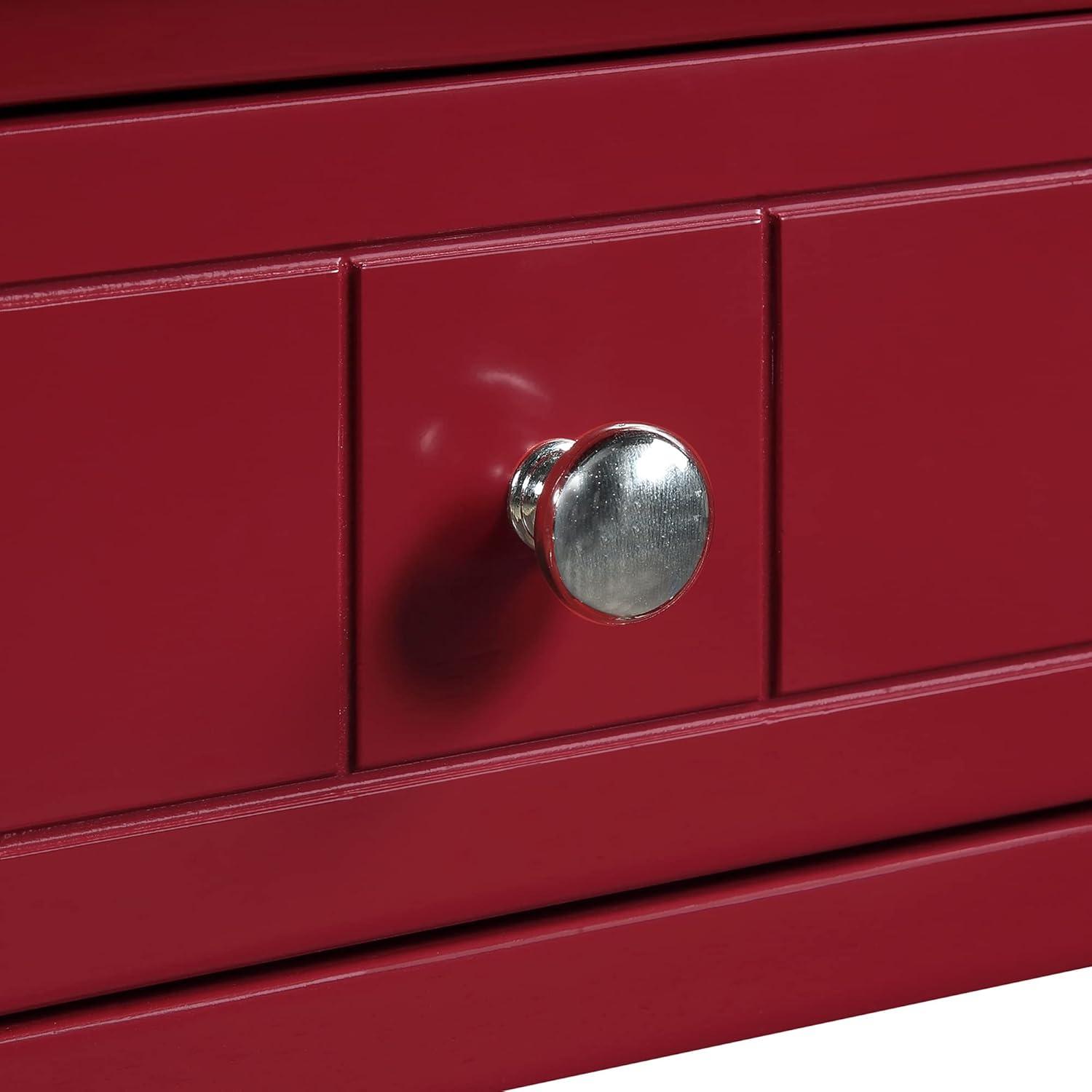 Convenience Concepts French Country Khloe 1 Drawer Accent Table with Shelf, Cranberry Red