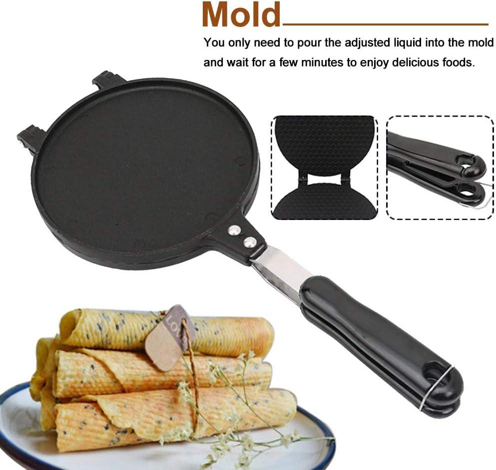 Black Aluminum Non-Stick Double-Sided Waffle Cone Maker