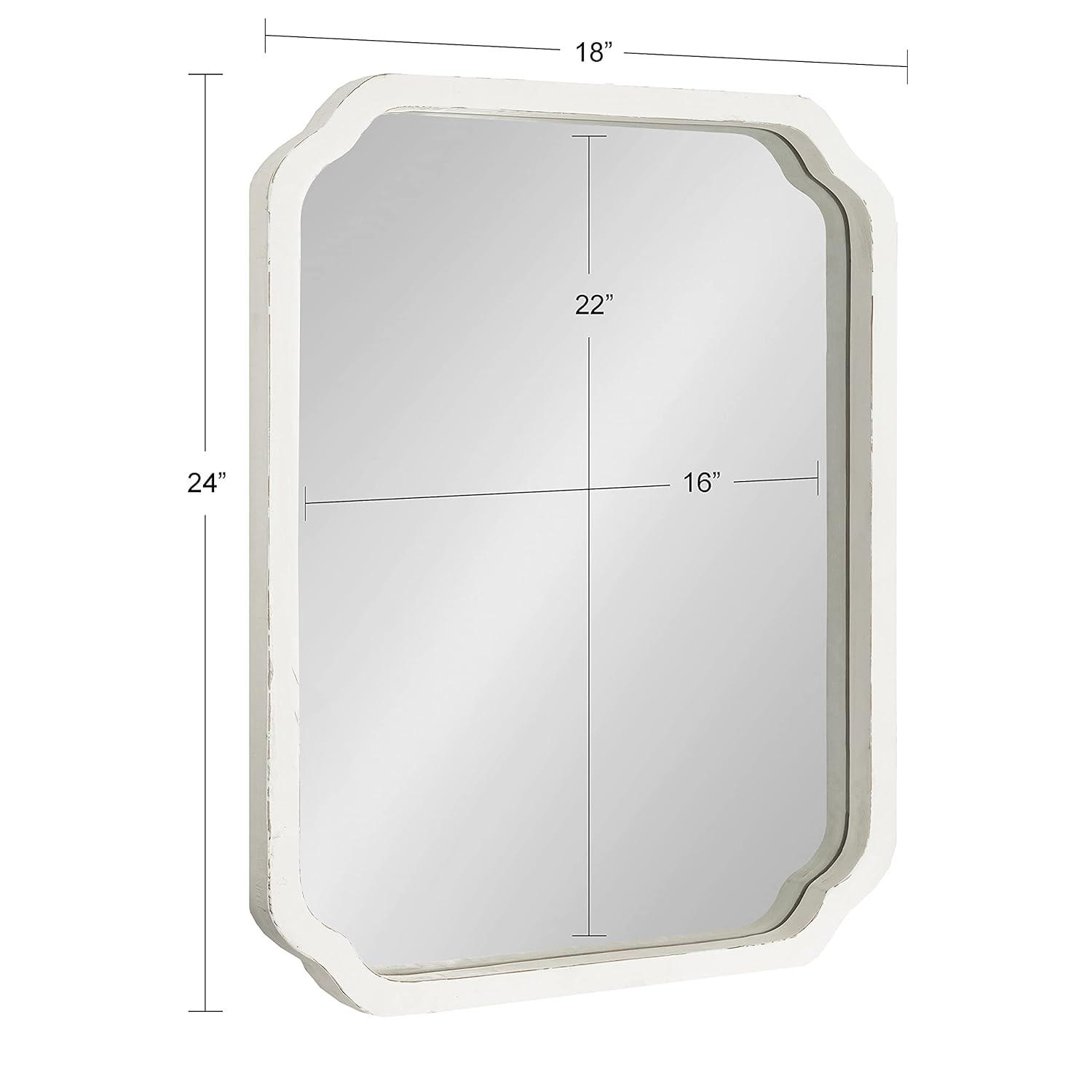 Kate & Laurel All Things Decor 18"x24" Marston Farmhouse Rectangle Wall Mirror White: No Assembly, Wood Frame, Wall Mount