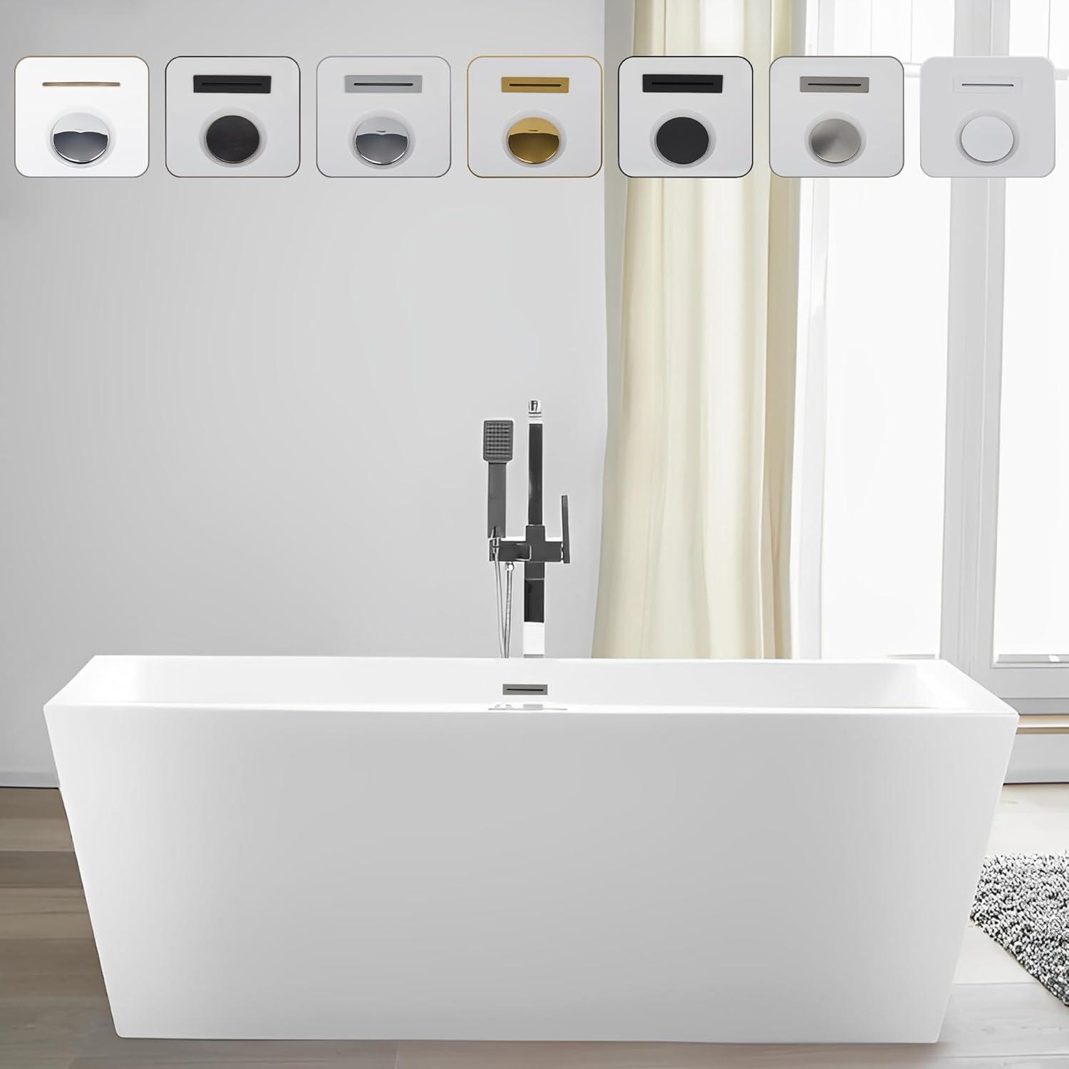 Elena 59" x 30" Freestanding Soaking Acrylic Bathtub
