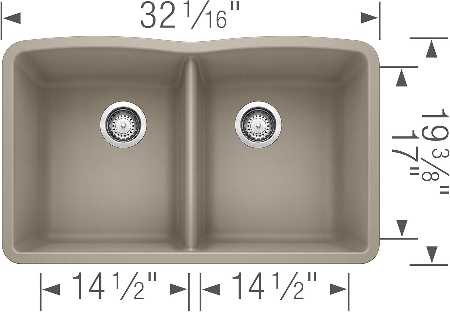 Diamond SILGRANIT 32" L x 19.36" W Double Basin Undermount Kitchen Sink