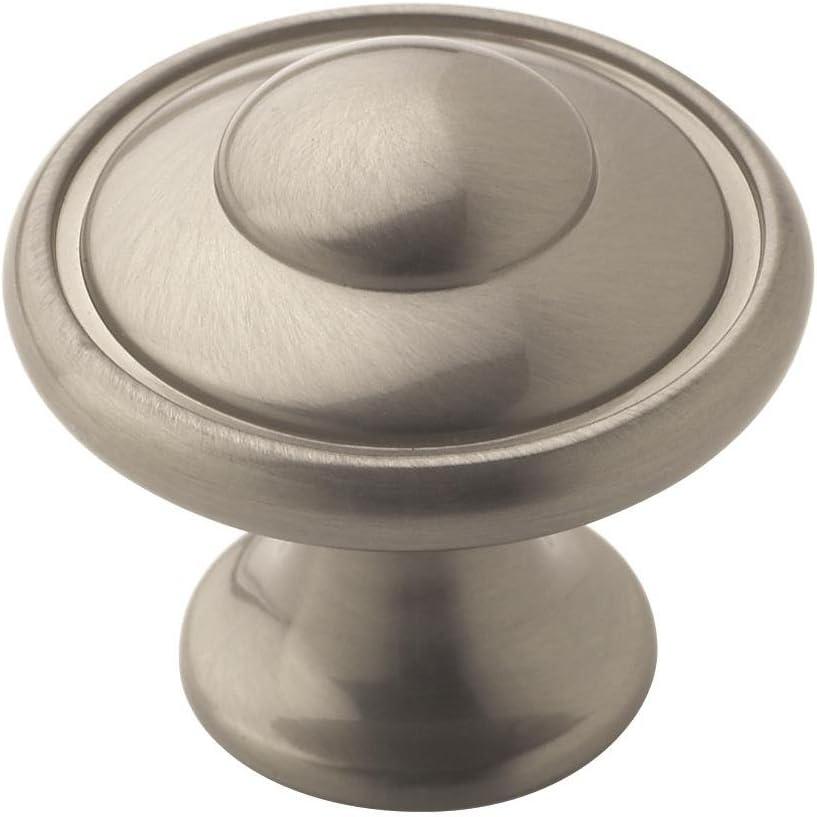 Satin Nickel Round Cabinet Knob with Mounting Hardware