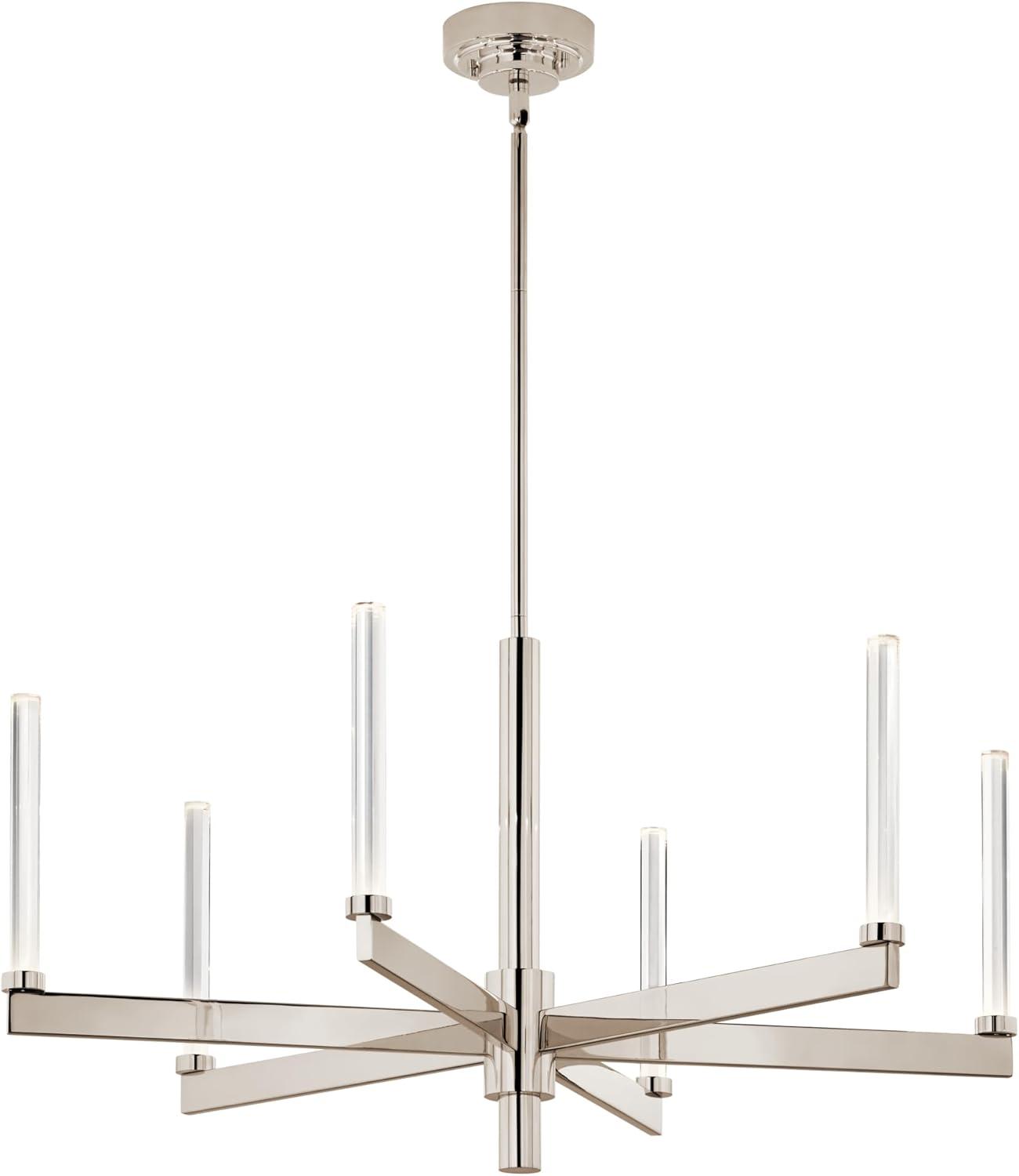 Polished Nickel and Crystal 6-Light LED Chandelier