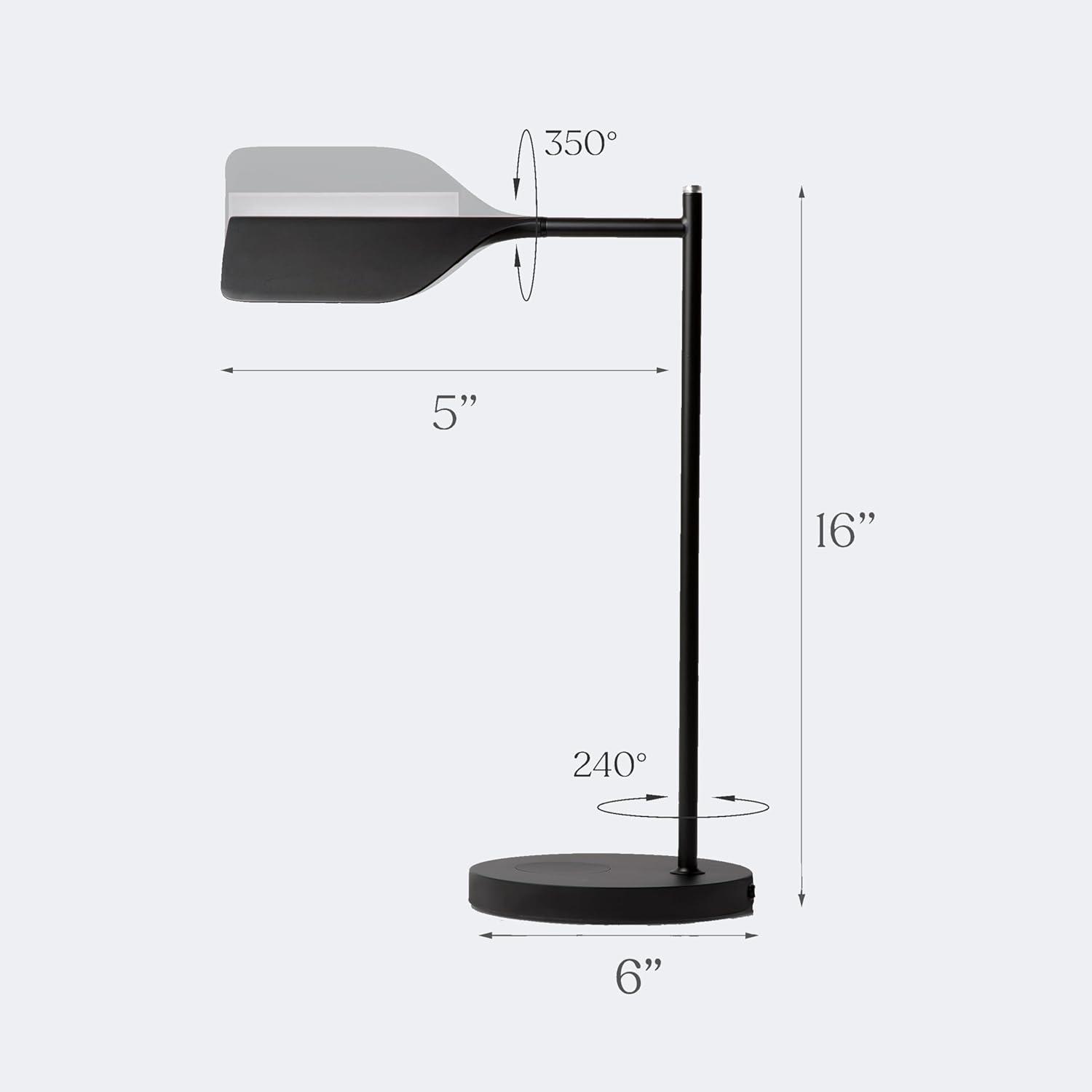 Brightech Leaf 16" Vintage LED Desk Lamp with Wireless Charging Pad, Adjustable Arm, and 3-Way Dimming