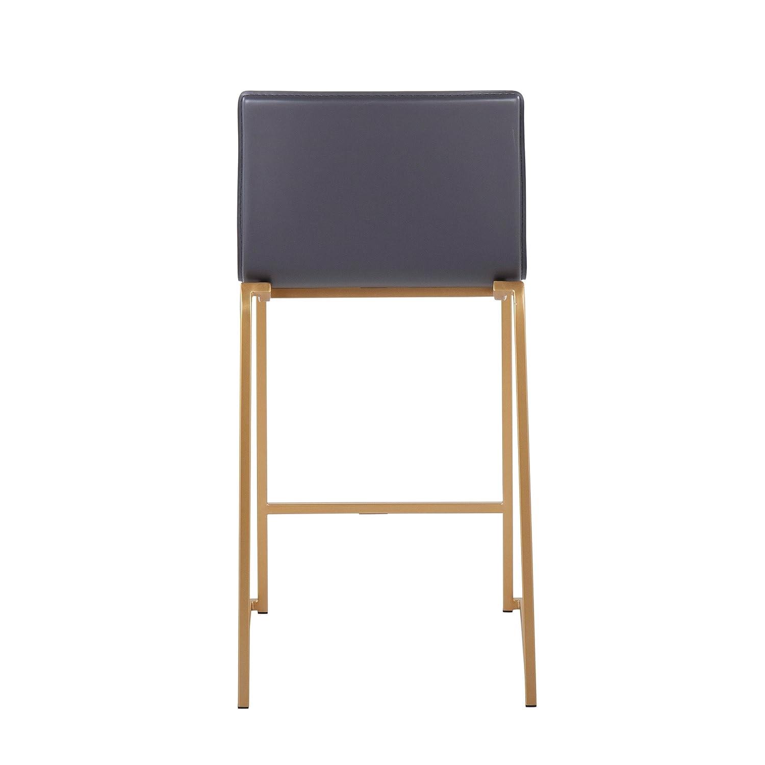 Set of 2 Mara Counter Height Barstools Gold/Gray - LumiSource: Modern Faux Leather, Metal Base, Footrest
