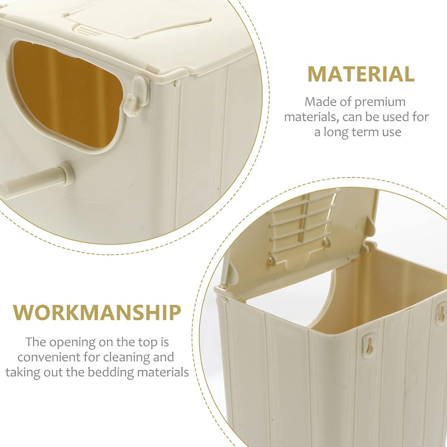 Off-White Plastic Parakeet Nesting Box with Perch