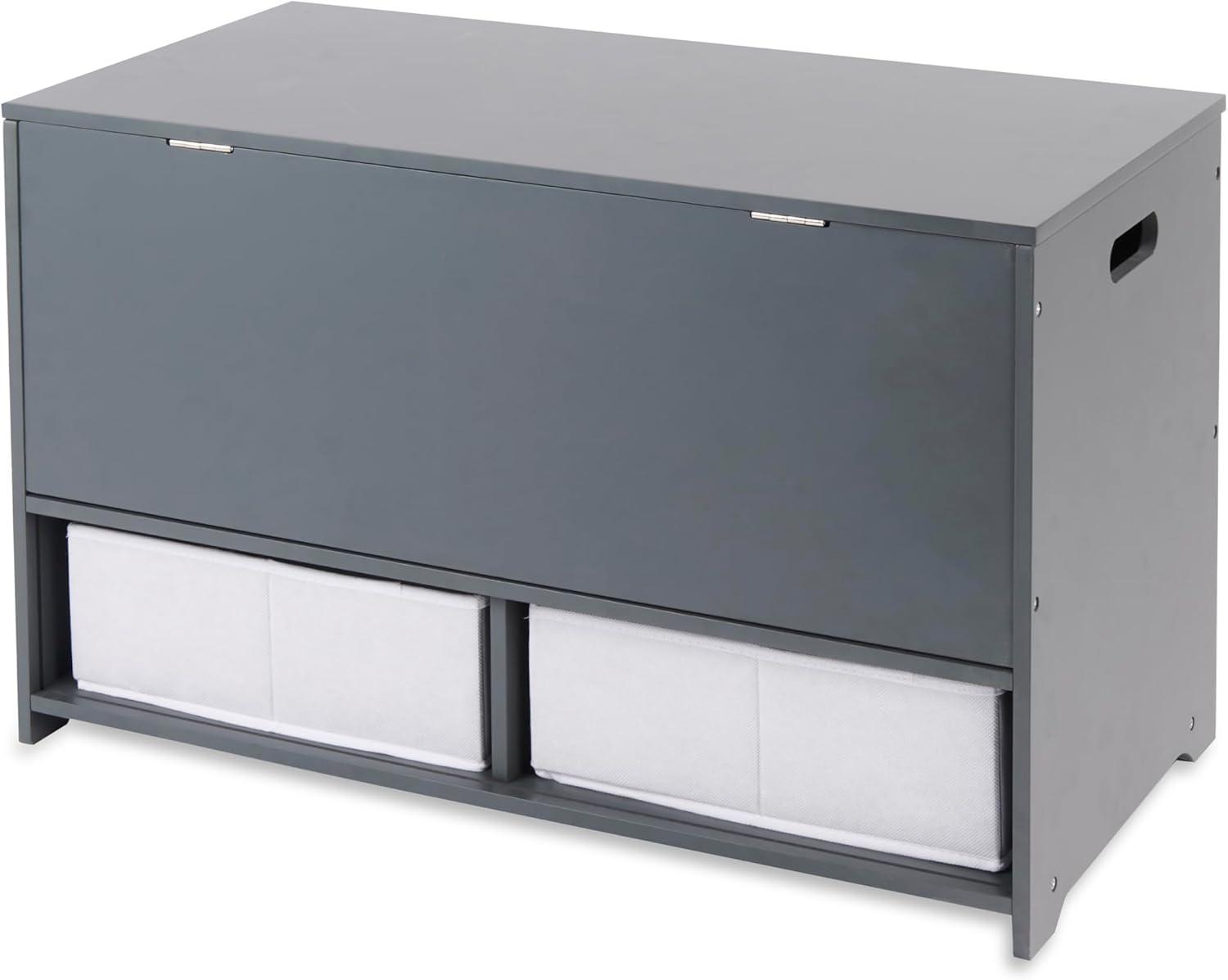Badger Basket Kid's Up and Down Toy Box and Storage Bench 3.8 Cu ft. - Charcoal