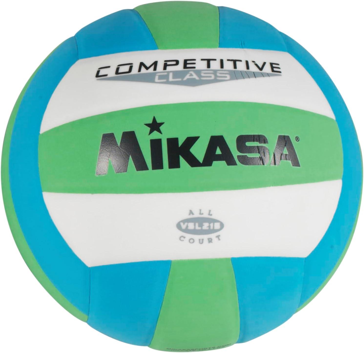 Mikasa VSL215 Competitive Class Volleyball, Size 5, Green/Blue/White