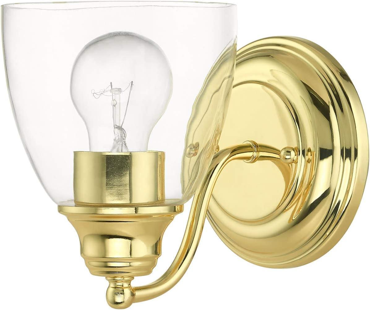 Polished Brass Wall Mount Sconce with Clear Glass Shade