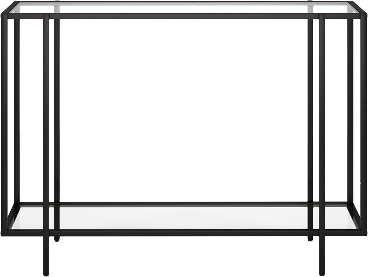 Evelyn&Zoe Vireo 45" Wide Rectangular Coffee Table with Metal Shelf in Blackened Bronze
